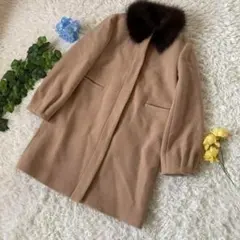 美品　ナチュラルビューティーベーシック　ステンカラーコート　ベージュ　L