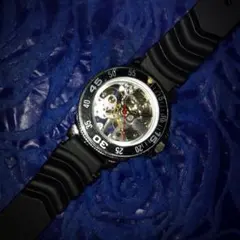 裏表両面スケルトン機械式手巻き腕時計・SEIKOダイバーズバンド装着・稼働良好のサムネイル