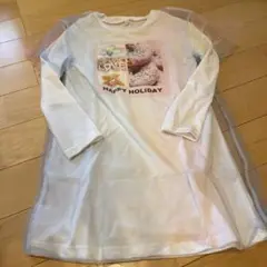 七分袖ドーナツ柄プリントワンピース