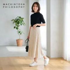 美品 マッキントッシュフィロソフィー ミモレ丈 スカート Aライン ドット柄のサムネイル