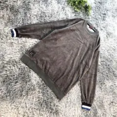 Procced【M】ブラウン スウェード調 トレーナー 薄手 春秋 クルーネック