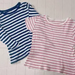 子供服 キッズ 長袖 半袖 トップス Tシャツ 2枚セット ボーダー