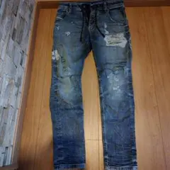 DIESELダメージ加工ブルースリムフィットデニムパンツ