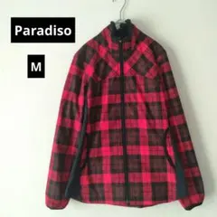 【Paradiso 】パラディーソ　ファー付ゴルフジャケット　M 　赤黒チェック