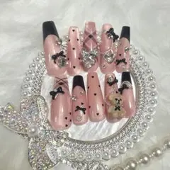 ネイルチップ♡スナ系 ワンホン オタク 量産型 ガーリー チェック ちゅるん