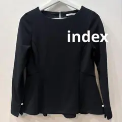 【美品】index ブラック ペプラムトップス S 黒 長袖 オフィスカジュアル