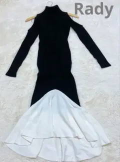Rady マーメイド タートルネック ロングニットワンピース 肩見せ S 黒