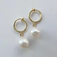 1482 お買い得◎ あこや真珠イヤリング フープイヤリング パール 本真珠