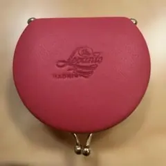 《新品未使用》スペイン製 ピンク 高級レザー がま口 小物入れ【マカロン型】