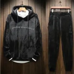 ジャージ上下セット メンズ セットアップ ベロア 裏起毛 厚手トレーナー