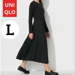 UNIQLO ユニクロ コンビネーションワンピース　ブラック L 長袖ワンピース