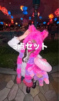チェシャ猫 マフラーキャップ　チェシャ猫ぬいぐるみ　サングラス　3点セット