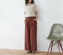 COMME CA ISM コムサ　ワイドパンツ赤茶　レッドブラウン　ウエストゴム