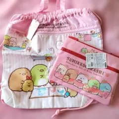 すみっコぐらし、フレンズピンク、巾着バッグ、お出かけポ‐チ、いちご