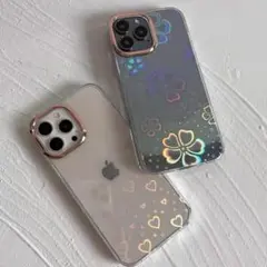 iphone11 ハードケース　クローバー柄　キラキラ