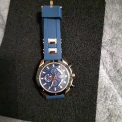 青 ラバーベルト アナログ時計