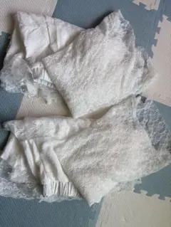 ホワイトレースフレアスカートとトップス4点セット