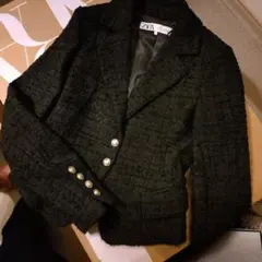 ZARA ツイードジャケット ブラック XS