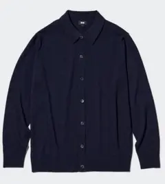 美品［UNIQLO］エクストラファインメリノシャツカーディガン　NAVY/XXL