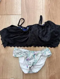 刺繍トップ花柄ショーツ　水着セット M