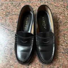 HARUTA ブラック レザー ローファー24cm.EEE