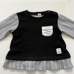 ストライプ 長袖 裏起毛トップス 90