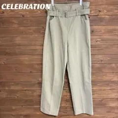 ♦︎【CELEBRATION】カーキ ベルト付き カジュアルパンツ ワイド F