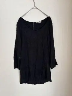 CAMAIEU 長袖 シャツ 黒 ブラック レース チュニック トップス