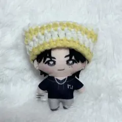 ぬい服 猫耳帽子　ねこみみ　ニット帽　ちびぐるみ　編み物　黄色　かぷっこ