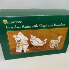 Traditions 磁器製 サンタ ソリ トナカイ 置物のサムネイル
