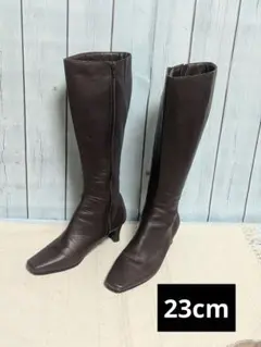 Pret-aWalking✨シンプルロングブーツブラウンレザー日本製 23cm