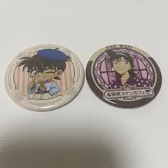 名探偵コナン コナンカフェ 缶バッジ レトロ 蘭 新一 - メルカリ