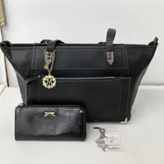 新品未使用】ハナエモリ 森英恵 トートバッグ ブラック アクセサリー 