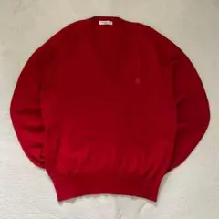 ダンロップ ニット セーター Vネック 大きいサイズ ロゴ刺繍 レッド LLのサムネイル