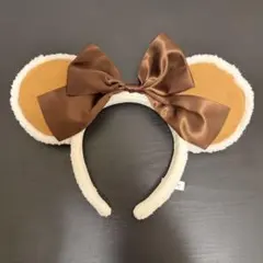 ディズニー 耳付きカチューシャ 茶色リボン