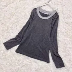 【a.v.v standard】ラメ重ね着風カットソー L 長袖 グレー