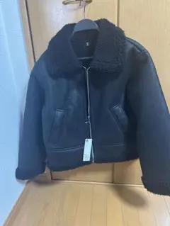 美品　ジーユー　ムートンタッチフライトジャケット　ブラック　レディースXLサイズ