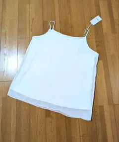 コムサイズム☆重ね着風キャミソール 白L 新品未着用品 タグ付き