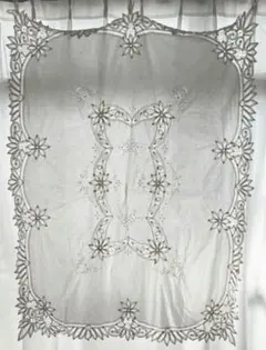 花柄刺繍ホワイトテーブルクロス120×150cm 綿100%