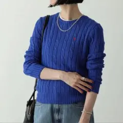 POLO RALPH LAUREN ポニー 刺繍 コットン ケーブル ニット　S