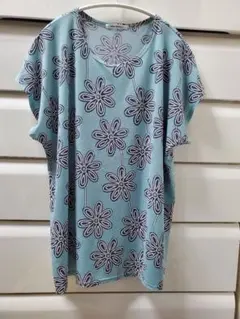 SUNLAMAIL 花柄 半袖Tシャツ 水色 L