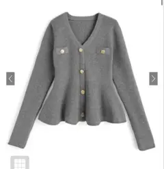 Vネックペプラムニットトップス[lt114]