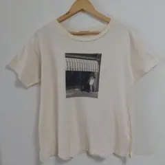サマンサモスモス フォトプリント Tシャツ 綿100% アイボリー スリット F