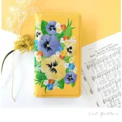 Google Pixel 6 Pro パンジー刺繍 手帳型ケース 手帳型