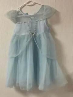 水色 フリル パール装飾 フォーマルドレス 100cm