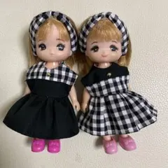 532.ミキちゃんマキちゃんサイズ服　チェックワンピセット