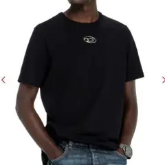 DIESEL ディーゼル 半袖 Tシャツ オーバルD メタルロゴ ブラック Lのサムネイル