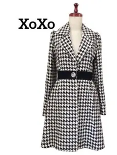 【XOXO】モノトーン千鳥格子柄コートレトロ風モッズギャル