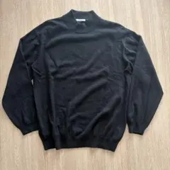 高級 カシミヤ 100% モックネック セーター ブラック ニット 黒