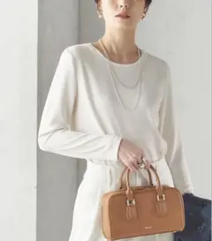 シップス ストレッチ リブ ロングスリーブTEE 長袖カットソー 白 F